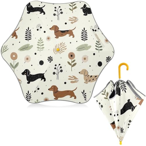 Paraguas para niños pequeños con divertido diseño de perro salchicha para exterior