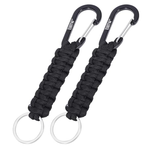 EOTW 2 Mosqueton Llavero Paracord, Forma de D Mosqueton Escalada Ganchos para Montañismo, Motocicleta, Camping, Escalada en Roca, Pesca, Senderismo o Viajes y Otros Deportes al Aire Libre
