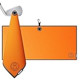 Ghost Golf Magnetic Towel (Caddie) - Premium Ultra-Absorbent Microfiber Golf Towel with Magnet for Golf Carts or Clubs - 18" x 40" Golfing Gear - Waffle Weave Pattern (Orange)