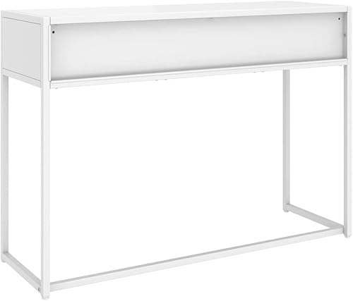 Miniatura 6 de Mesa consola de metal con 3 cajones, mesa de pasillo de acero, mesa de entrada de metal para sala de estar, pasillo, color blanco, 41.7 x 13.8 x