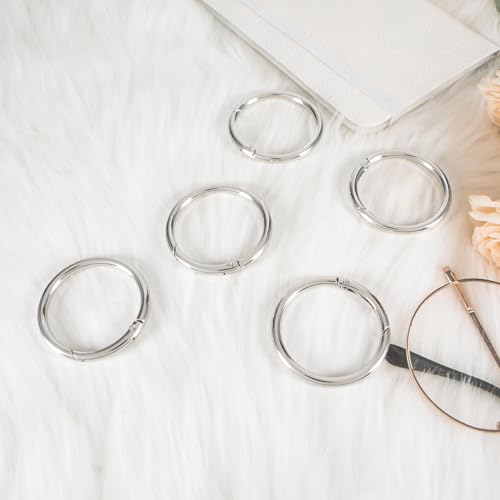 sdhiiolp 12 Stück Karabiner Rund 45mm Zinklegierung Schlüsselring Karabiner Karabinerhaken Rund Karabiner Ring für Schlüsselanhänger, Tasche, Schmuck, DIY Handwerk Machen (Silber)