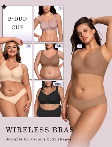 Image of OEAK Womens Wireless Jelly Bras Plus Size Support Push Up Comfortable Bra | no underwire,full coverage,for large breast,minimizer bra,seamless,tshirt bras,everyday bra