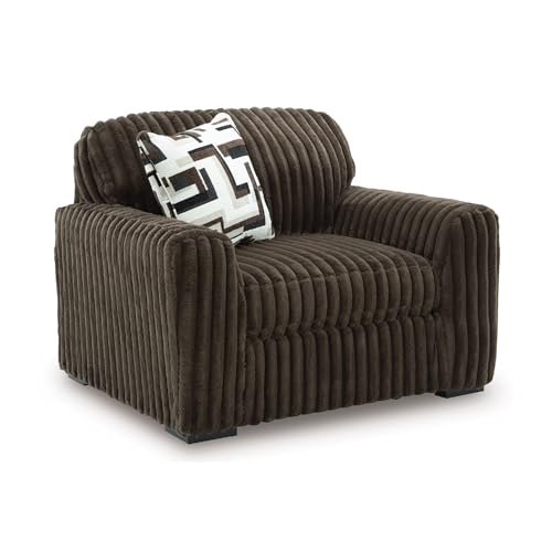 Image of Signature Design by Ashley Midnight-Madness Modern Upholstered Oversized Chair with Reversible Cushions, Dark Brown