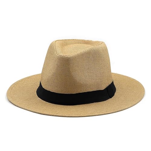 Chapeau de paille pour femme à large bord et chapeau de soleil hommes pour la plage en été