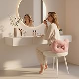 reukmuuc Taburete de tocador, silla de tocador sin brazos para dormitorio