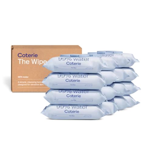 Image of Coterie Baby Wipes for Sensitive Skin, Plant-Based and Plastic-Free Fibers, 99% Water, Hypoallergenic, pH Balanced, Unscented, Clean and Gentle Baby Essentials, 16 Pack, 896 Count