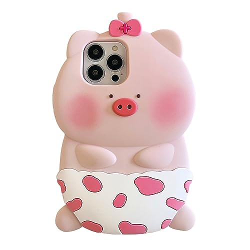 QoKcoahn - Carcasa aplicable para iPhone 11, Kawaii 3D de Dibujos Animados para baño de Cerdo, teléfono móvil, Lindo, Divertido, Silicona, Flexible, antigolpes, protección