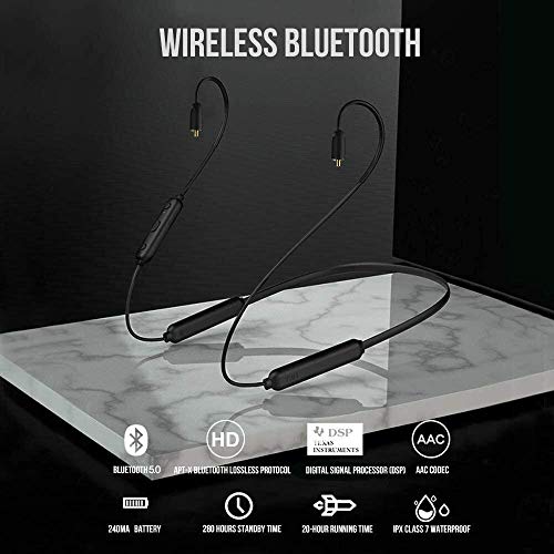 Image of OKCSC Bluetooth Headphone Cable, 0.75mm 2pin Supporting Apt-x & AAC, 20 Hours Playback, For KZ AS10 zst;TRN v80 x6 IM2
