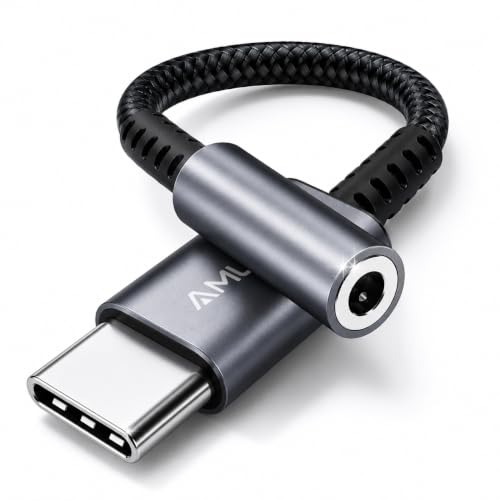 Amurx USB C - 3.5mm �I�[�f�B�I�w�b�h�z���A�_�v�^�[ DAC�`�b�v�A�}�C�N�A�ʘb�A�{�����[���R���g���[���t�� AUX�W���b�N�R���o�[�^�[ iPhone 17/16�ASamsung Galaxy S25/S24�AiPad�APixel�AMac