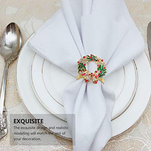 Anéis de guardanapo de Natal Amosfun 2 peças de anéis de guardanapo de Natal com strass, anéis de gu