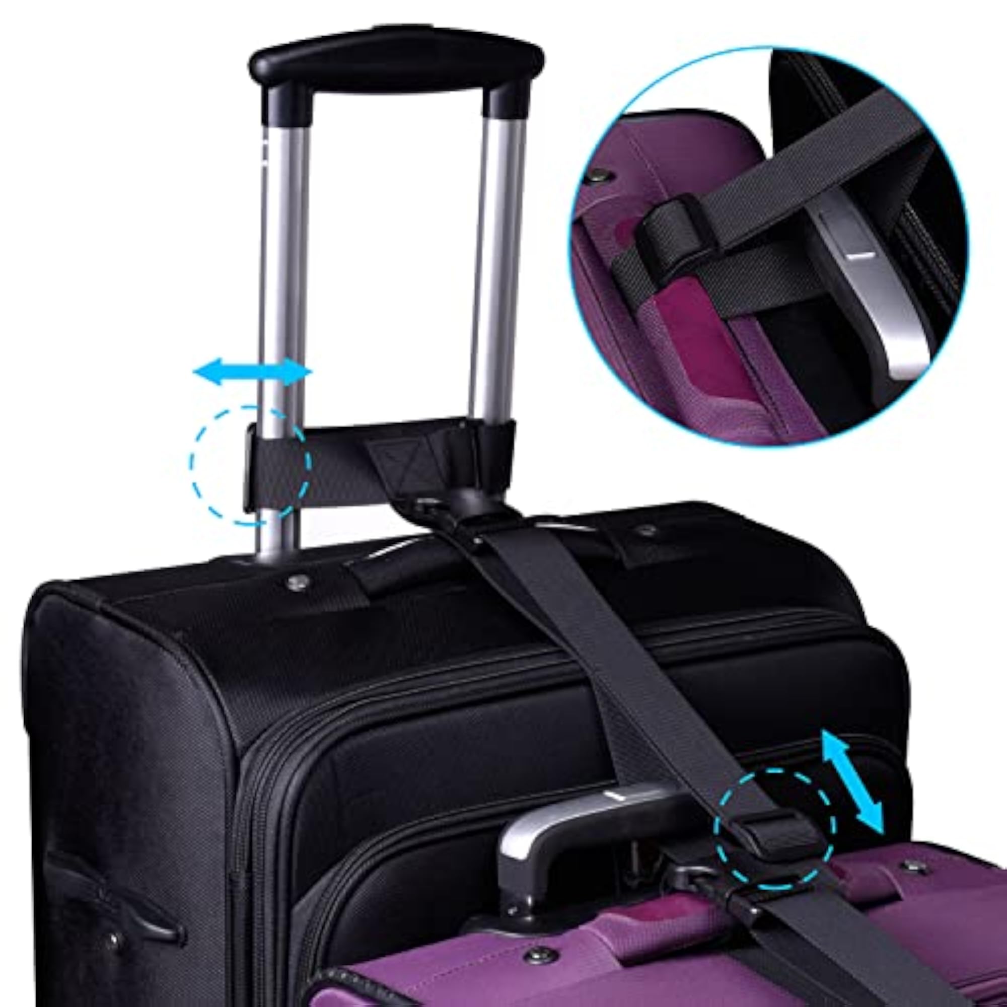 2 Pcs Heavy Duty Adjustable Luggage Strap, Black
