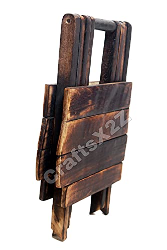 Image of Wooden Folding Adjustable Brown End Table /Coffee Table /Lamp Stand /Plant Table (Square, 15 INCH)
