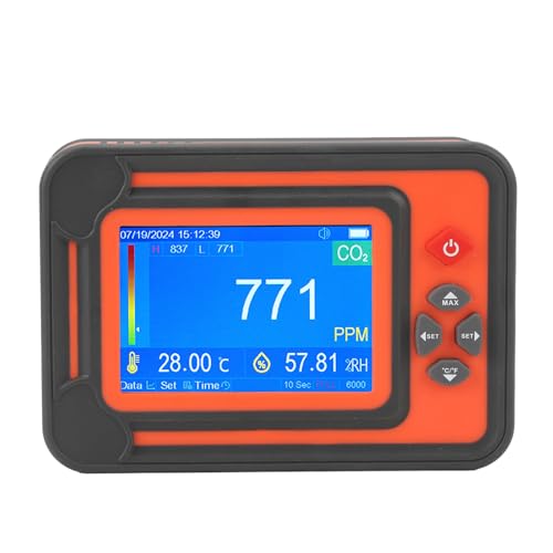 Détecteur de CO2 de Haute Précision, Compteur de Température et d'humidité, Détecteur de Dioxyde de Carbone Portable pour la Surveillance de la qualité de L'air Intérieur (rouge)