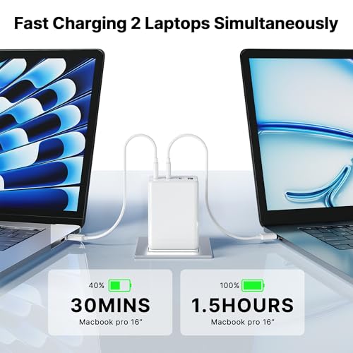 Image of 200W USB C Charger Block, Adapter for iPhone 17 /16 /15 Pro Max Charger Fast Charging, Foldable 4-Port GaN5 Fast Charging Block, Dual 65W Laptop Super Fast Charger Type C for MacBook Pro /Air iPad