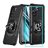 for BLU View 5 Phone Case/BLU F5 5G Case with Screen Protector,Blue View 5 Phone Case with Magnetic Ring Kickstand,Dual Layer Heavy Duty Military Grade Shockproof Cover for Blu View 5 B160v Black