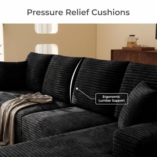 Image of Modular Cloud Sectional Sofa, Oversized Corduroy Boneless Couch | Luxury Comfort, Deep Seat, Couches for Living Room and Apartment, No Assembly Required