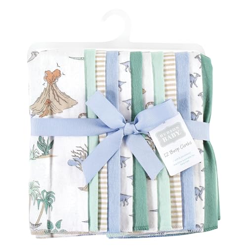 Image of Hudson Baby Unisex Baby Cotton Poly Flannel Burp Cloths Bundle, Boy Dino World, One Size