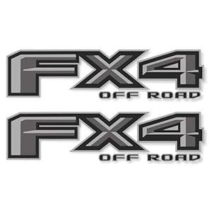 Ford F150 Decal Sticker Set: FX4 Off Road Truck Bedside Replacement – Super Duty Gray Metallic Offroad Die-Cut – Silver – Compatible with Ford F150, Premium Series (Metallic Finish)