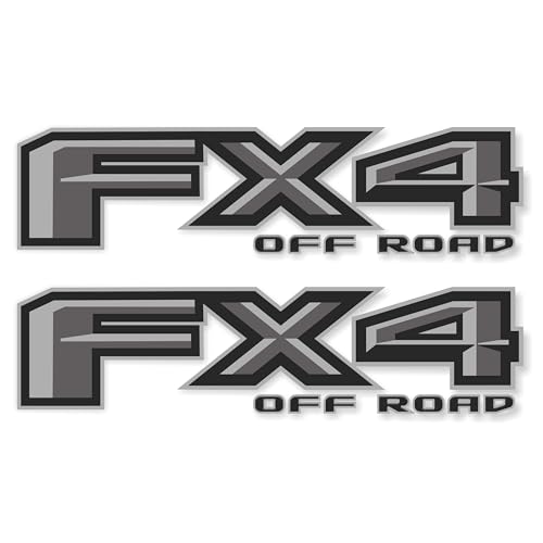 Ford F150 Decal Sticker Set: FX4 Off Road Truck Bedside Replacement – Super Duty Gray Metallic Offroad Die-Cut – Silver – Compatible with Ford F150, Premium Series (Metallic Finish)