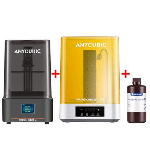 ANYCUBIC Photon Mono 4 Imprimante 3D Résine, Wash and Cure 3 Plus et Résine Haute Vitesse 2.0 Gris 1KG