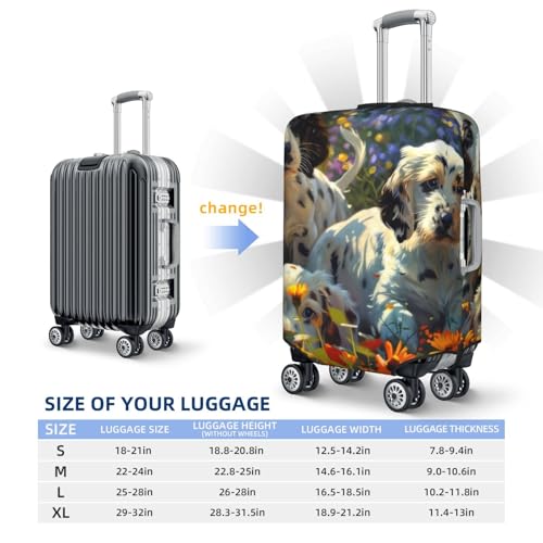 Sunflower Field Spotted Dog For Travel Luggage Cover Suitcase Protector Fits 18-32 Inch Travel Luggage Protector Elastic Luggage Anti-Scratch Suitcase Cover4