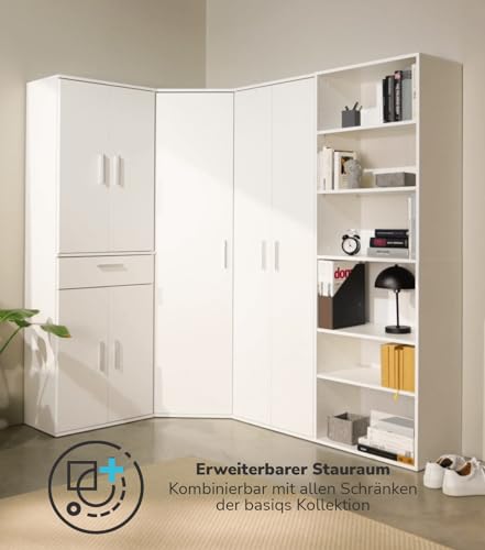 mokebo® Bücherregal weiß aus Holz 'Der Bücherwurm', Schuhregal, Holzregal, Aktenregal Standregal fürs Wohnzimmer, Büro, Kinderzimmer, Regal groß für die Wand mit viel Stauraum, 60cm Breite