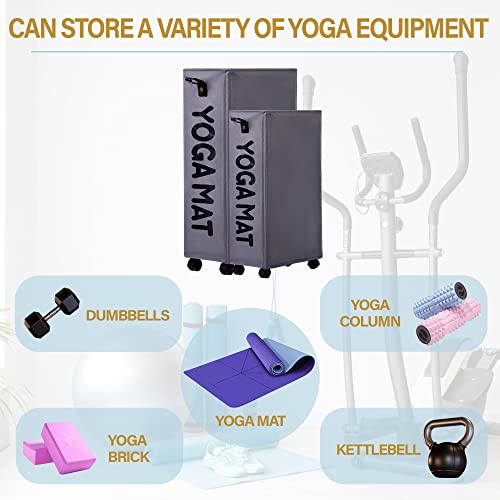 Twira Yoga Mat Storage Racks, Home Gym Storage Rack For Foam Roller, Yoga Strap And Resistance Bands, Workout Equipment Corner Yoga Mat Holder With Wheels（Grey） #TOP2