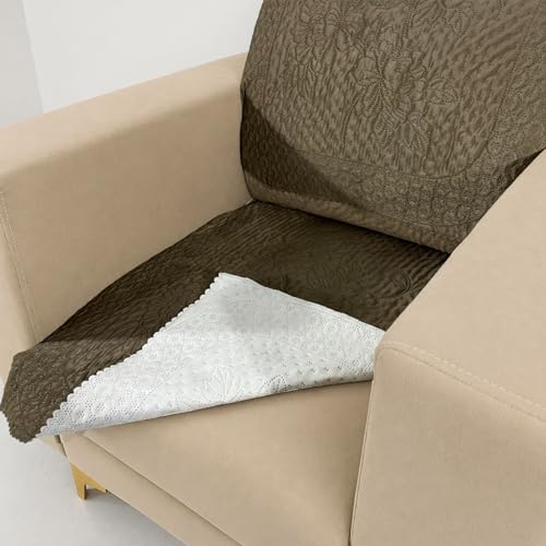 Image of Homerz Premium Petal Charm Sofa Cover | Embossed Floral Pattern | Soft Touch, Anti-Dust & Easy Wash Fabric (Coffee, 1 Seater with Back)