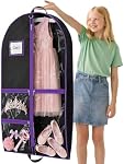 Dance Garment Bags for Dancers, 40" Garment Bags for Hanging Clothes with 3 Clear Zipper Pockets, Cheer Uniform Garment Bag for Suits, Travel & Sports Jersey, Cheer Uniform (Purple, 1Pack 40")