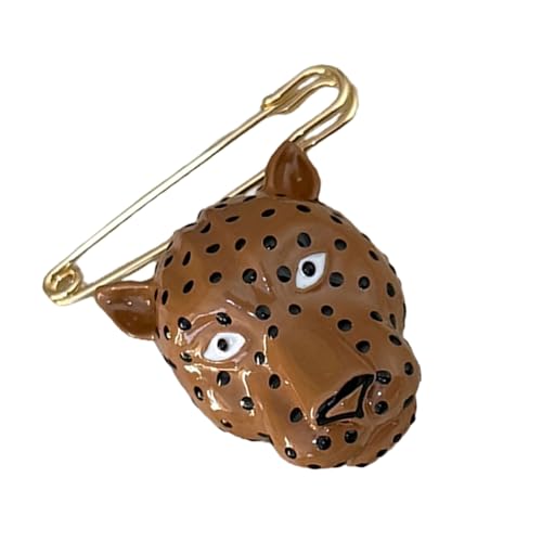 Broche tête de léopard en émail et alliage, bijou fantaisie unisexe pour veste et manteau
