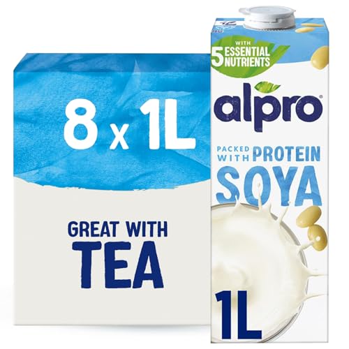 Alpro Soya Drink - Plant-Based Long Life Dairy Free & Lactose Free Milk Alternative - 1L (Pack of 8)