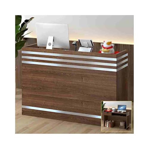 Generisch Moderner Empfangstresen, moderner rechteckiger Empfangstresen für Einzelhandel und Schönheitssalons, vielseitiger Verkaufstisch für Empfangsbereiche (Eiche Silber Bar, 120 cm/47,2 Zoll)