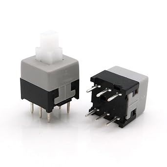 100PCS 5.8X5.8mm 6Pin Push Tactile Power Micro Switch Self Lock On/Off Button Latching Switch