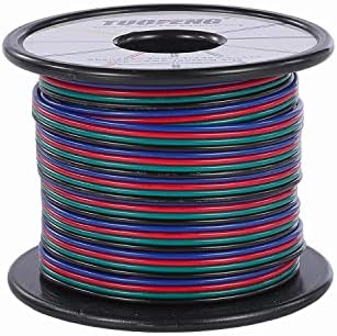 TUOFENG 20 AWG 4 Conductor Extension Wire for 4 Pin RGB LED Strips, 40 ft