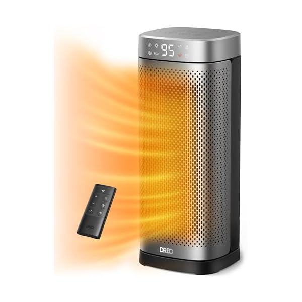 Dreo Space Heaters for Indoor Use, 16 Inch Fast Heating Portable Heaters with Remote, 12H Timer, 70° Oscillation, Overheat Protection, Safety Heat, Large PTC Ceramic Electric for Bedroom Home Office