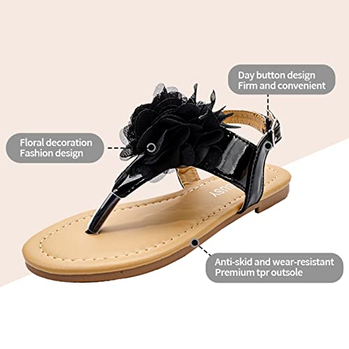 Toddler Little Girls Shoes Flip Flops Anti Slip Lightweight Flat Shoes Fashion Summer (Black, 13.5 Little Child)3