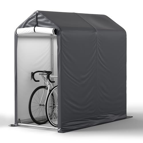3x6 Ft Outdoor Storage Shelter, Heavy Duty Waterproof Portable Shed with Roll-up Zipper Door and Ventilated Windows for Motorcycle, Bike, Tools Gray