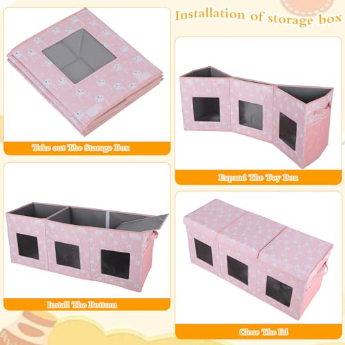 Legestori Large Stackable Storage Bins with Lids, Collapsible Sturdy Storage Organizer Boxes Bins Baskets, Foldable Closet Organizer Baskets for Home (Pink, L) by Legestori - Used condition - Image 7