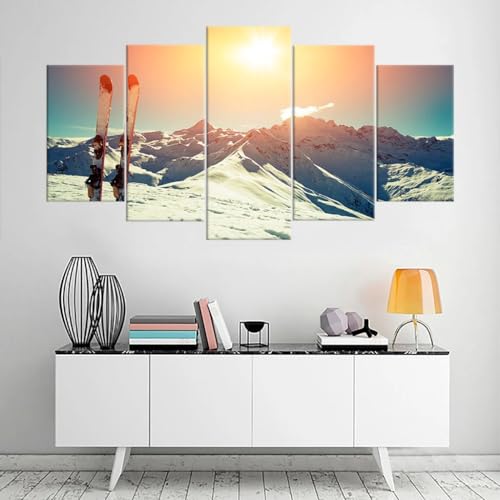 Tableau decoration murale ski pour salon et chalet moderne