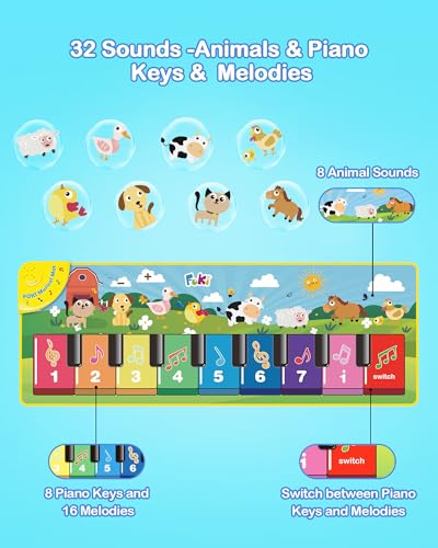 FOKI Floor Piano Mat for Toddlers, Sensory Educational Dancing Musical Keyboard Carpet Toy, Animal Sounds Touch Playmat Blanket, for 1 to 5 Years Old Boy and Girl - Image 4