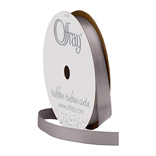 Image of Offray 072431 3 /8 inch Wide Single Face Satin Ribbon, Silver Gray, 6 Yds