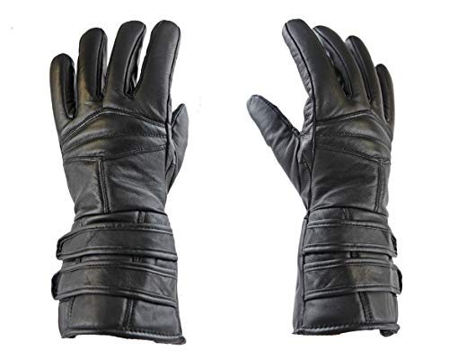 IKLeather Motorcycle Leather Gauntlet Gloves Cycling Dirt