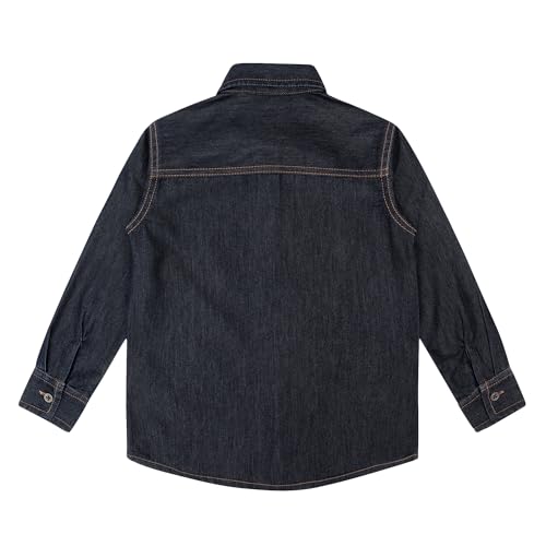 Image of superminis Boy's Full Sleeves Denim Relaxed Fit Shirt With Collared Neck