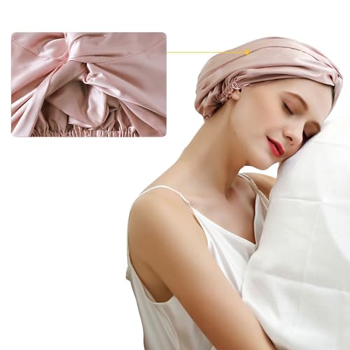 Bandeaux de cheveux soie de mûrier bonnet sommeil élastique réglable - 4