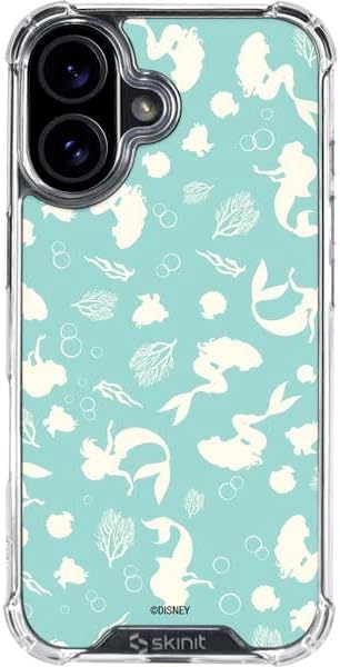 Skinit Clear Phone Case Compatible with iPhone 17 - Officially Licensed Disney The Little Mermaid Character Silhouette Pattern Design