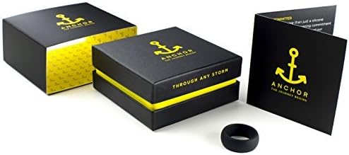 Anchor Rings Black Silicone Ring with Gift Box for Men (XL, Diameter 21 mm, 10.5-12)