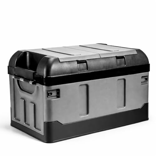 車用収納ボックス 折りたたみ トランク収納 大容量 コンテナボックス 車載収納 蓋付き 耐荷重140kg キャンプ収納 (ハイタイプ, 40L)