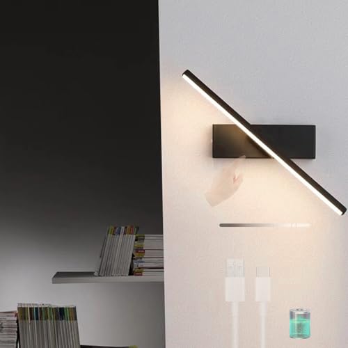 Iluminación de pared LED giratoria para el dormitorio con luz neutra ajustable y puerto USB
