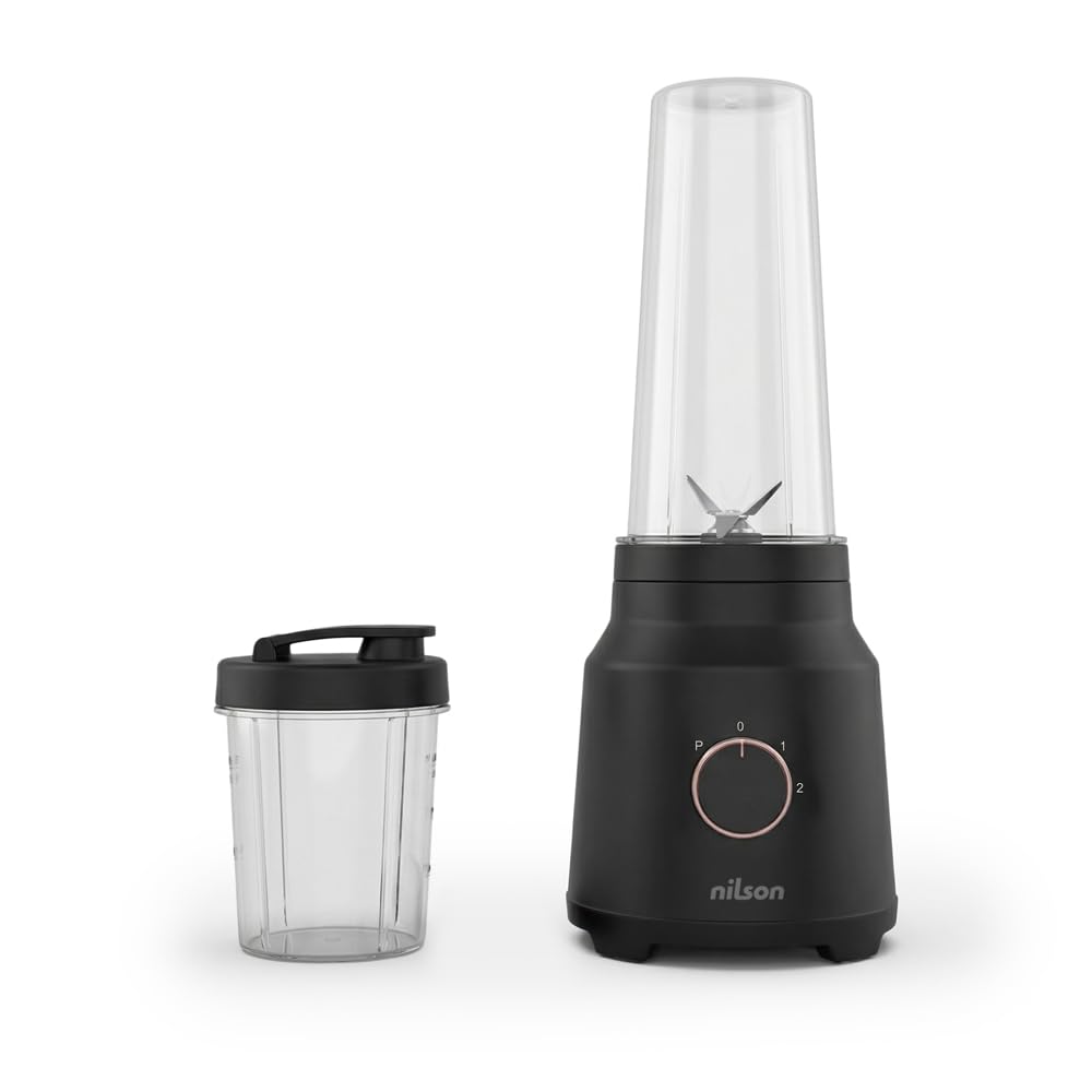 Mixeur nutritionnel, 320 W, puissance maximale, capacité 0,6 l, 4 vitesses, contrôle manuel, mélange, broyage et hache glace, fonction turbo, NPB35002V, câble 80 cm, noir