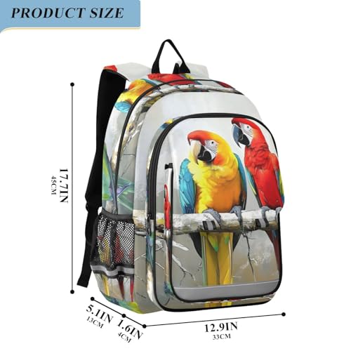 Parrots Colorful Branch Laptop Backpack Purse for Women Men Travel Daypack Casual Shoulder Bag Book Bag Cute Cool Funny Backpack with Compartment & Multiple Pockets2